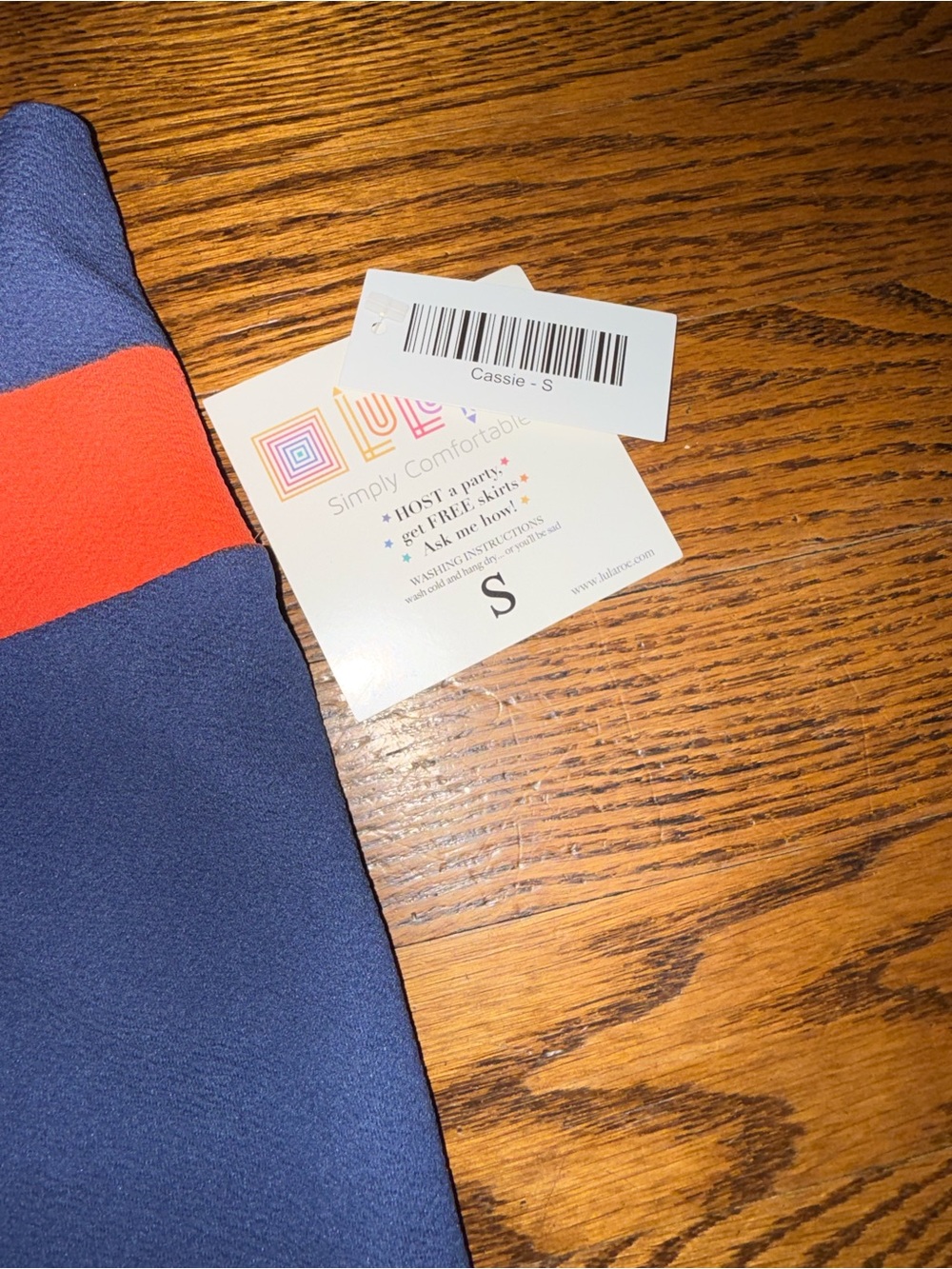 LuLaRoe Cassie Navy and Red Wide-Stripe Pencil Skirt - Picture 2 of 2